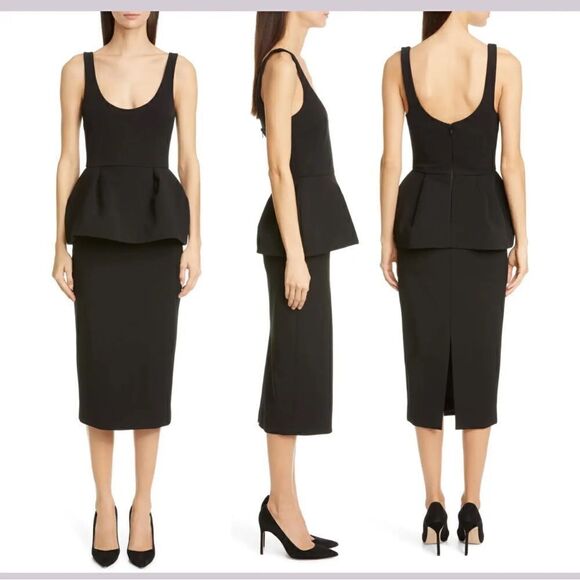 New CUSHNIE Jersey Crepe Peplum-Waist Bodycon Dress Size 6 - Picture 13 of 16